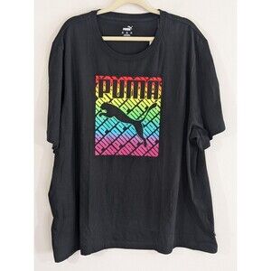New Puma Pride Repeat Men's Black Short Sleeve Tee Size 4XL 100% Cotton